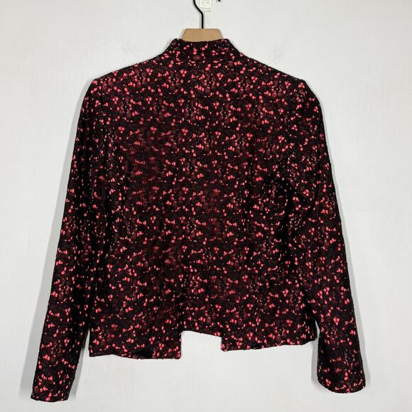 Sandro Open Lace Blazer Women's Size 36 Pink Black Elegant Career Workwear - Picture 2 of 8